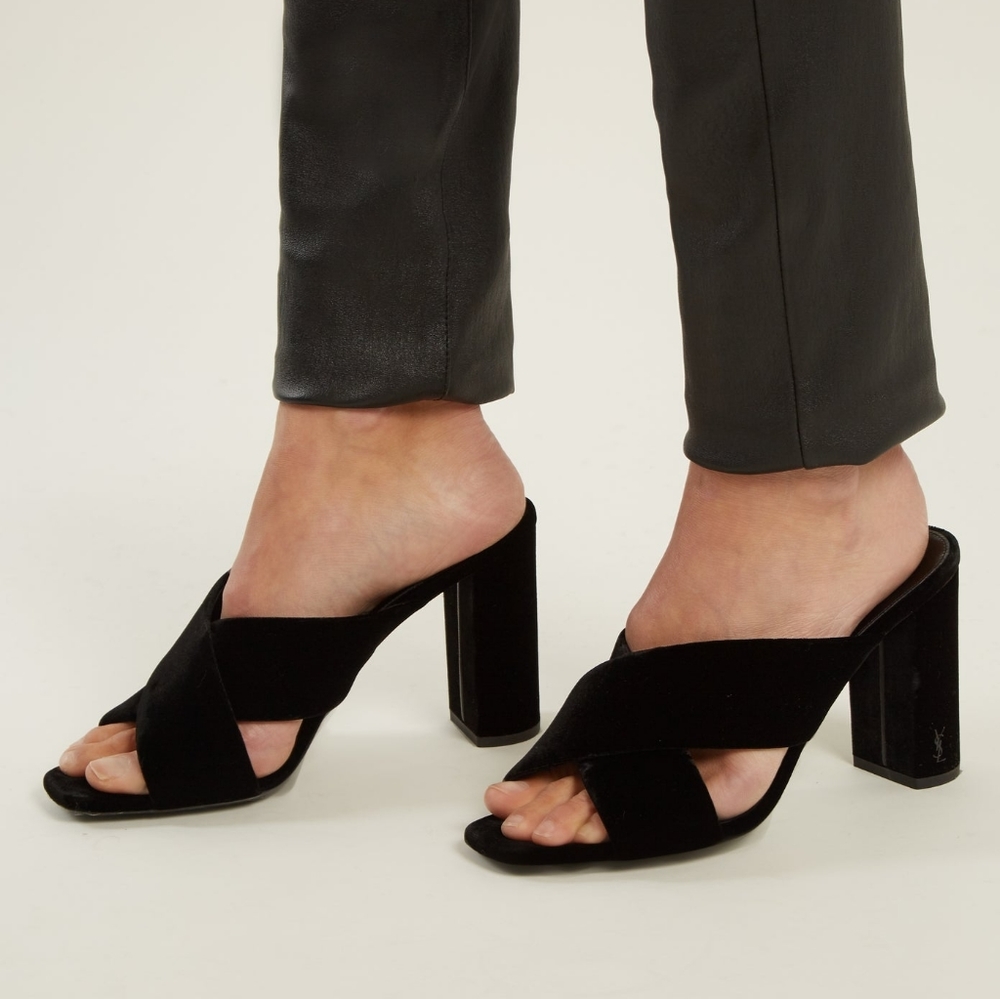 YSL Loulou 95 Velvet Mules